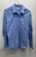 Load image into Gallery viewer, Express Mens 1MX Blue Extra Slim Spread Collar Long Sleeve Dress Shirt Size M