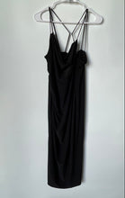 Load image into Gallery viewer, Zara Womens Black Sleeveless Cowl Neck Spaghetti Strap Midi Bodycon Dress Size L