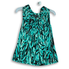 Load image into Gallery viewer, Kasper Womens Green Black Geometric Sleeveless Cowl Neck Blouse Top Size PL