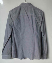 Load image into Gallery viewer, Michael Kors Womens Gray White Striped Print Long Sleeve Button-Up Shirt Size S