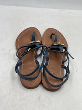 Load image into Gallery viewer, Authentic Tory Burch Womens Leticia Blue Brown Thong Sandals Size 6.5M Worn