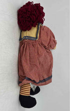 Load image into Gallery viewer, Vintage Style Yarn Hair Plush Ann Rag & Cloth Doll With Red Gingham Outfit