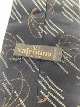 Load image into Gallery viewer, Valentino Mens Black Printed 100% Silk Classic Adjustable Designer Necktie