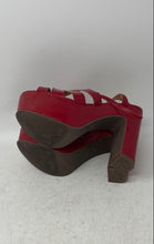 Load image into Gallery viewer, Idoré Womens Red Peep Toe Adjustable Strap Platform Heels Size EUR 39