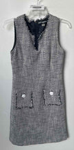 Load image into Gallery viewer, Karl Lagerfeld Paris Womens White Black Tweed Sleeveless Sheath Dress Size 4