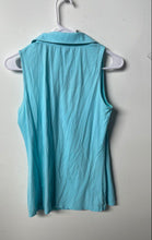 Load image into Gallery viewer, Lilly Pulitzer Womens Blue Sleeveless Collared Ruffle Tank Top Size Medium