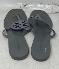 Load image into Gallery viewer, Authentic Tory Burch Womens Miller Gray Leather Thong Sandals Size 8M Damaged