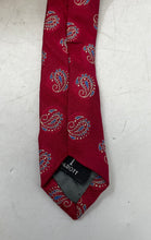 Load image into Gallery viewer, Robert Talbott Mens Red Paisley Print Keeper Loop Adjustable Pointed Tie