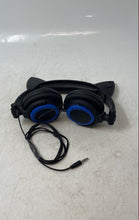 Load image into Gallery viewer, Black Blue Foldable Wired 3.5mm Jack Cat Ear Gaming Headphones Untested