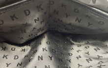 Load image into Gallery viewer, DKNY Womens Black Logo Printed Inner Pockets Double Handle Shoulder Bag
