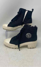 Load image into Gallery viewer, DKNY Womens Pandie Lug Blue White Block Heel Lace-Up Ankle Bootie Size 7M