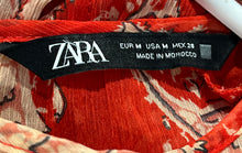 Load image into Gallery viewer, Zara Womens Multicolor Paisley Print Long Sleeve Fit & Flare Dress Size M