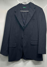 Load image into Gallery viewer, United Colors Of Benetton Mens Blue Pinstripe Three-Button Blazer Size 52