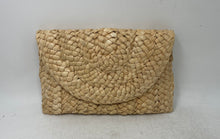 Load image into Gallery viewer, Unbranded Womens Beige Woven Straw Flap Envelope Mini Clutch Purse