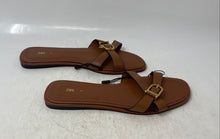 Load image into Gallery viewer, Zara Womens Brown Leather Open-Toe Slip-On Slide Sandals Size 40 With Tag