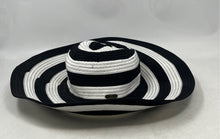 Load image into Gallery viewer, Sun N Sand Womens Black White Striped UPF 50+ Protection Wide-Brim Sun Hat