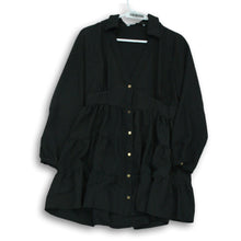 Load image into Gallery viewer, Lot Of 2 Zara Womens Black Long Sleeve Button Front Mini & Maxi Dress Size M