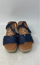 Load image into Gallery viewer, Oh! My Sandals Womens Madrid Blue Leather Wedge Heel Espadrille Sandals EUR 37