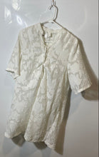 Load image into Gallery viewer, H&M Womens White Floral Short Sleeve Lace-Up Split Neck Cover-Up Dress Size 12