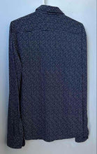 Load image into Gallery viewer, Hugo Boss Mens Navy Blue And White Printed Slim Fit Stretch Button-Up Shirt Sz M