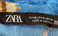 Load image into Gallery viewer, Zara Womens Blue Floral Bird Print Long Sleeve Collared Sleepshirt Size Small