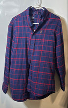 Load image into Gallery viewer, Chaps Mens Blue Red Cotton Long Sleeve Collared Button-Up Shirt Size Medium