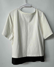 Load image into Gallery viewer, Karl Lagerfeld Womens White And Black Short Sleeve Crew Neck Blouse Top Size XL