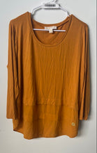 Load image into Gallery viewer, Michael Kors Womens Mustard Long Sleeve Overlapping Layered Blouse Top Size XL