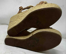 Load image into Gallery viewer, Authentic Tory Burch Womens Beige Wedge Espadrille Heels Size 8.5 Damaged