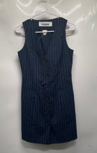 Load image into Gallery viewer, A New Day Womens Blue White Pinstripe Sleeveless Button Front Mini Dress Size XS