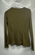 Load image into Gallery viewer, H&M Womens Green Long Sleeve Peplum Hem Blouse Top Size Small