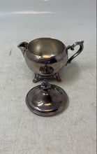 Load image into Gallery viewer, Silver-Tone Engraved Tableware Scroll Handle Footed Creamer With Lid