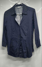 Load image into Gallery viewer, New York & Company Womens Blue Geometric Collared Button-Up Shirt Size Medium