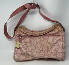 Load image into Gallery viewer, Authentic Tous Womens Pink Monogram Print Adjustable Strap Crossbody Bag Stained