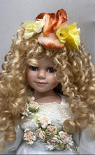 Load image into Gallery viewer, Vintage Blonde Hair Blue Eyes Collector Porcelain Doll In White Maxi Dress w/Tag
