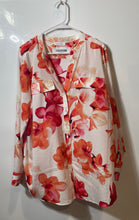 Load image into Gallery viewer, Calvin Klein Womens Multicolor Floral Long Sleeve Henley Neck Blouse Top No Size