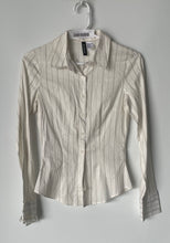 Load image into Gallery viewer, Divided By H&M Womens White Brown Striped Long Sleeve Button-Up Shirt Size XXS
