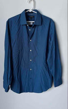 Load image into Gallery viewer, Banana Republic Mens Blue Printed Cotton Long Sleeve Non Iron Dress Shirt Size M