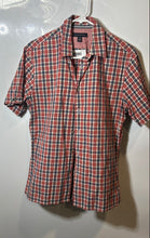Load image into Gallery viewer, Banana Republic Mens Red White Blue Plaid Short Sleeve Collared Dress Shirt Sz S