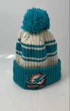 Load image into Gallery viewer, New Era Mens Cream Aqua Miami Dolphins 2022 Sideline Sport Cuffed Pom Hat Sz M/L