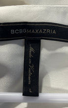 Load image into Gallery viewer, BCBGMaxazria Womens White V-Neck Long Sleeve Drawstring Waist Shift Dress Size L