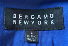 Load image into Gallery viewer, Bergamo New York Mens Royal Blue Long Sleeve Dress Shirt Size L 16-16.5 34/35