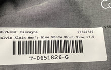Load image into Gallery viewer, Calvin Klein Mens Blue White Collared Long Sleeve Dress Shirt Size 17.5