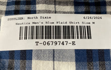 Load image into Gallery viewer, Nautica Mens Blue Plaid Cotton Collared Long Sleeve Button-Up Shirt Size Small