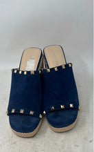Load image into Gallery viewer, Marc Fisher Womens Blue Leather Studs Open Toe Wedge Espadrilles Sandals Size 9M