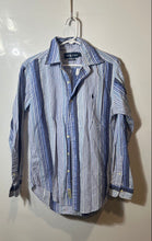 Load image into Gallery viewer, Ralph Lauren Mens Blue White Long Sleeve Collared Button-Up Shirt Size Small