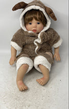 Load image into Gallery viewer, Brown Plush Outfit Hooded Reindeer Costume Blue Eyes Bebe Dolly Doll