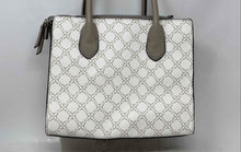 Load image into Gallery viewer, Nine West Womens White Beige Monogram Inner Pockets Zipper Satchel Bag
