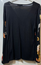 Load image into Gallery viewer, INC International Concepts Womens Black Floral Long Sleeve Pullover Sweater Sz L
