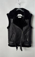 Load image into Gallery viewer, Zara Womens Black Sleeveless Shearling Lined Motorcycle Biker Vest Size XS